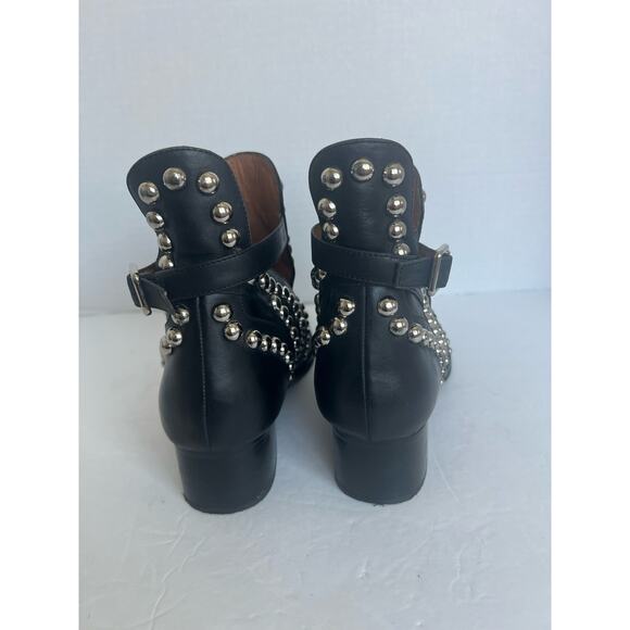 Jeffrey Campbell Rylance Black Leather Studded Ankle Low Block Heel Booties 9.5 - Picture 4 of 9